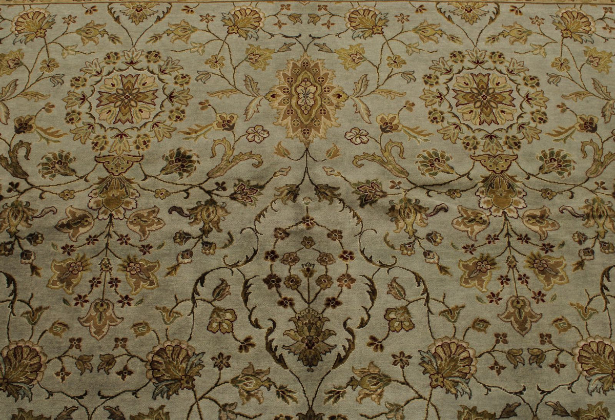 8x10 Gray and Ivory Turkish Silk Rug