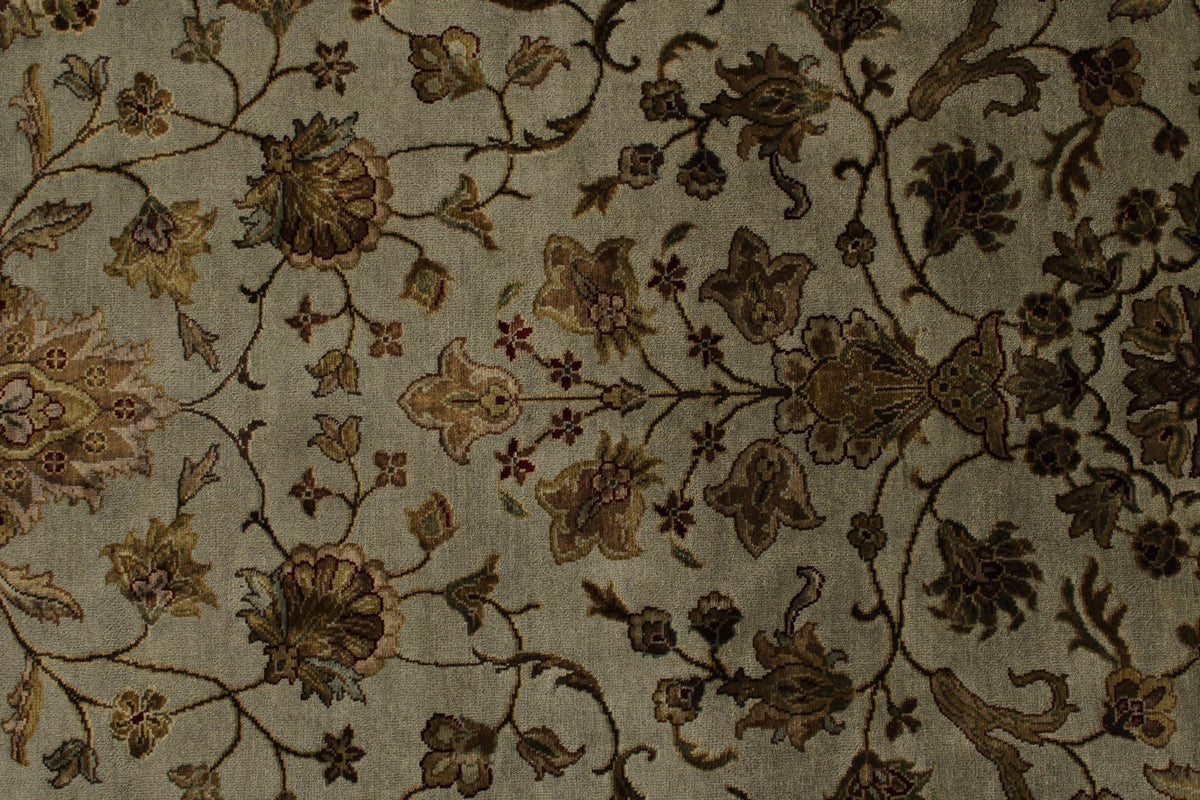 8x10 Gray and Ivory Turkish Silk Rug