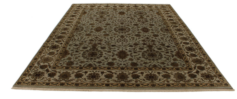 8x10 Gray and Ivory Turkish Silk Rug
