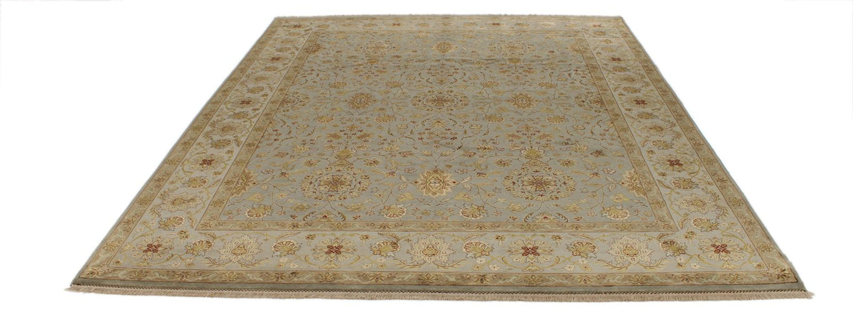 8x10 Gray and Ivory Turkish Silk Rug