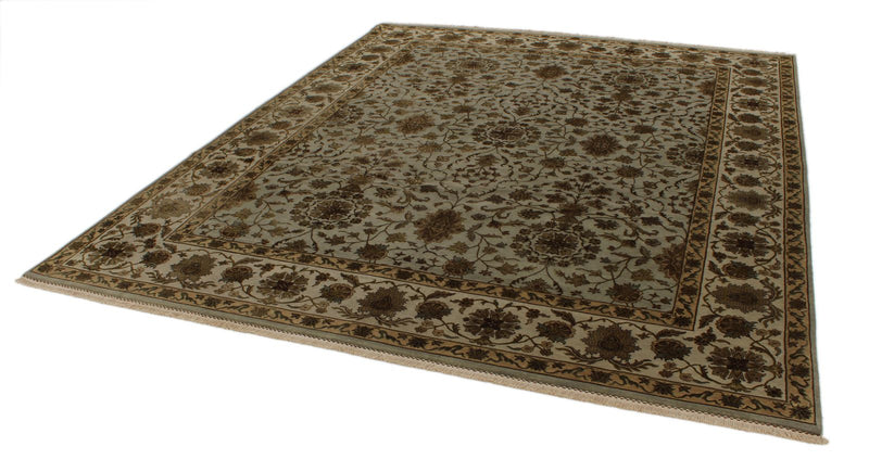 8x10 Gray and Ivory Turkish Silk Rug