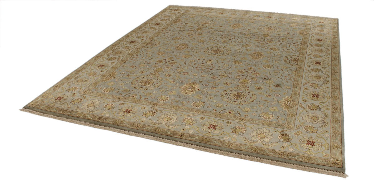 8x10 Gray and Ivory Turkish Silk Rug