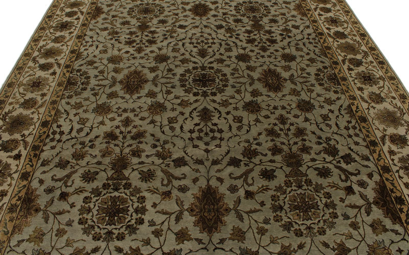 8x10 Gray and Ivory Turkish Silk Rug