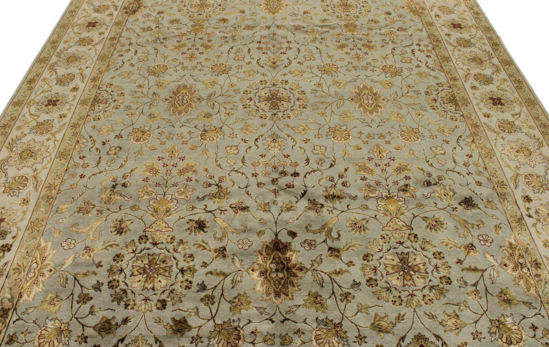 8x10 Gray and Ivory Turkish Silk Rug