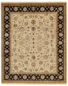 8x10 Ivory and Black Turkish Silk Rug