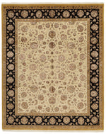 8x10 Ivory and Black Turkish Silk Rug