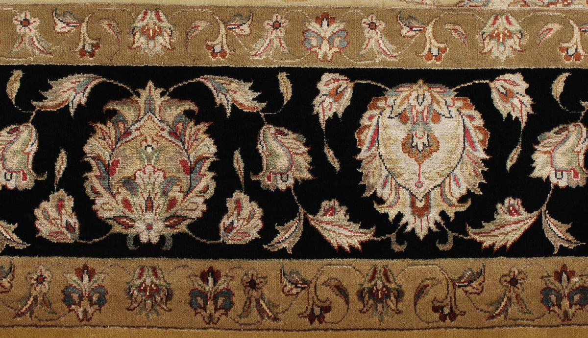 8x10 Ivory and Black Turkish Silk Rug