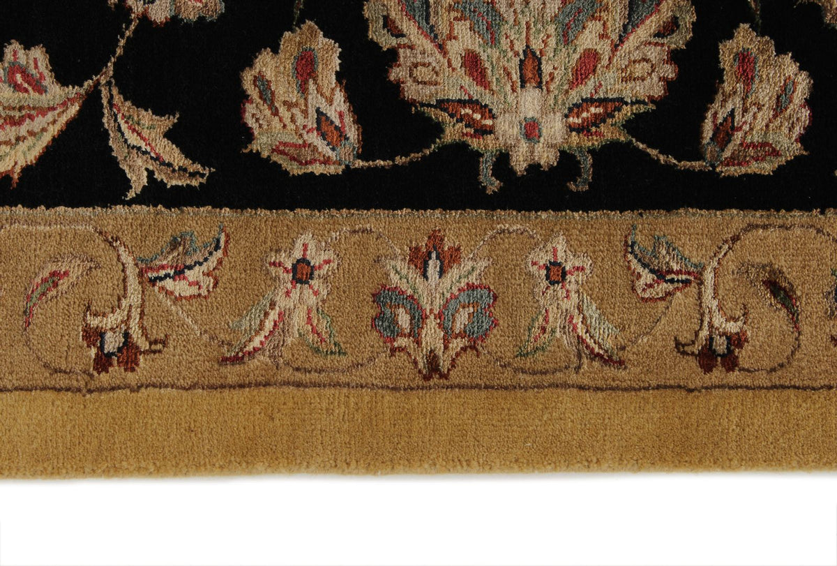 8x10 Ivory and Black Turkish Silk Rug