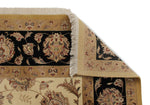 8x10 Ivory and Black Turkish Silk Rug