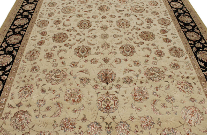 8x10 Ivory and Black Turkish Silk Rug