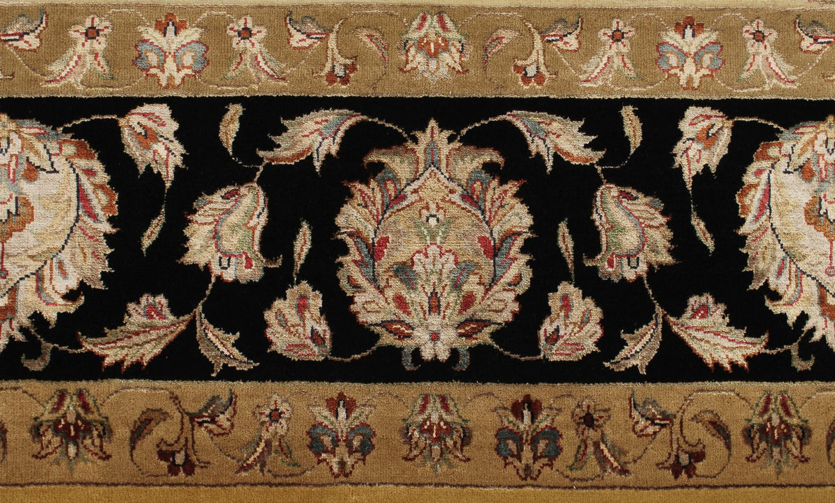 8x10 Ivory and Black Turkish Silk Rug