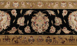 8x10 Ivory and Black Turkish Silk Rug