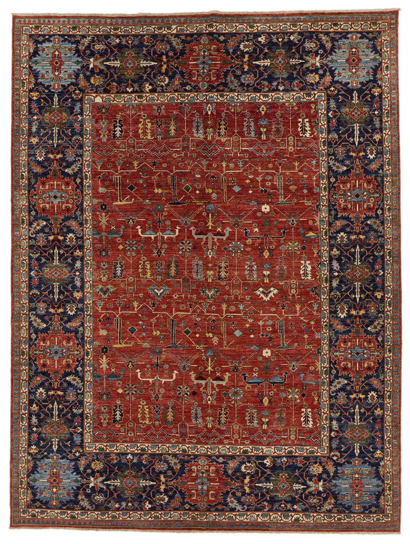 9x12 Red and Multicolor Anatolian Traditional Rug