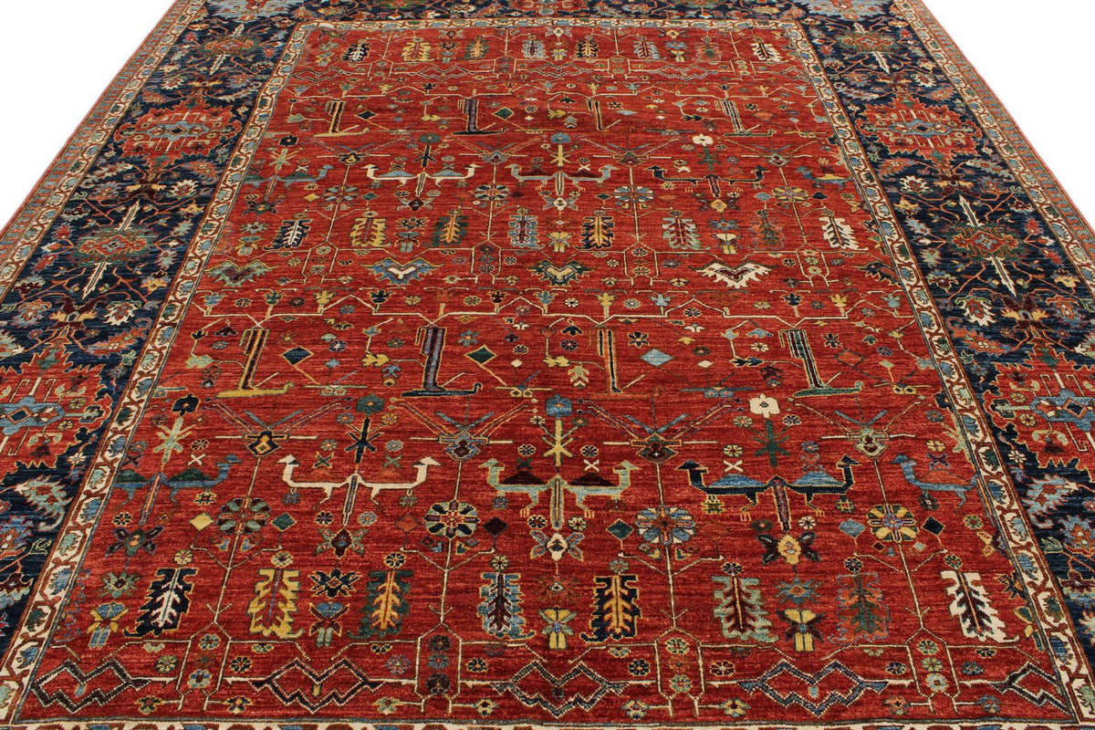 9x12 Red and Multicolor Anatolian Traditional Rug