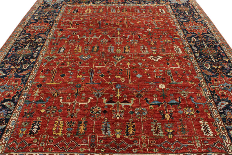 9x12 Red and Multicolor Anatolian Traditional Rug