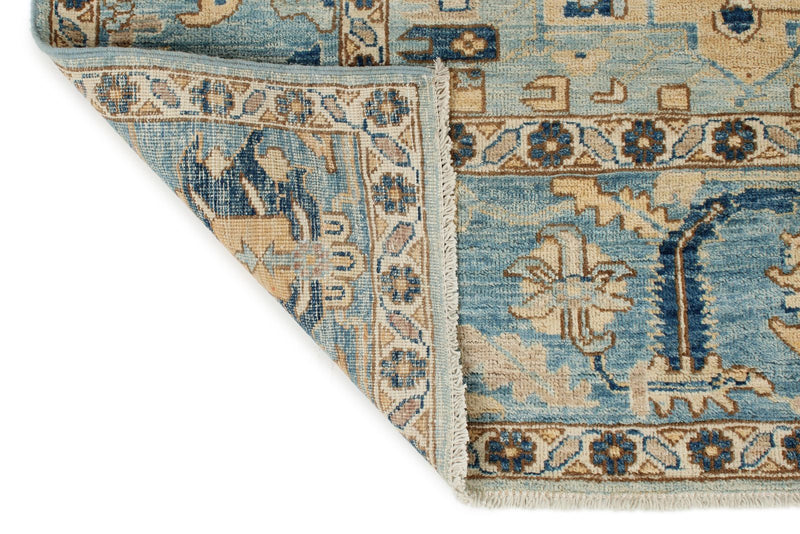 9x11 Light Blue and Blue Anatolian Traditional Rug