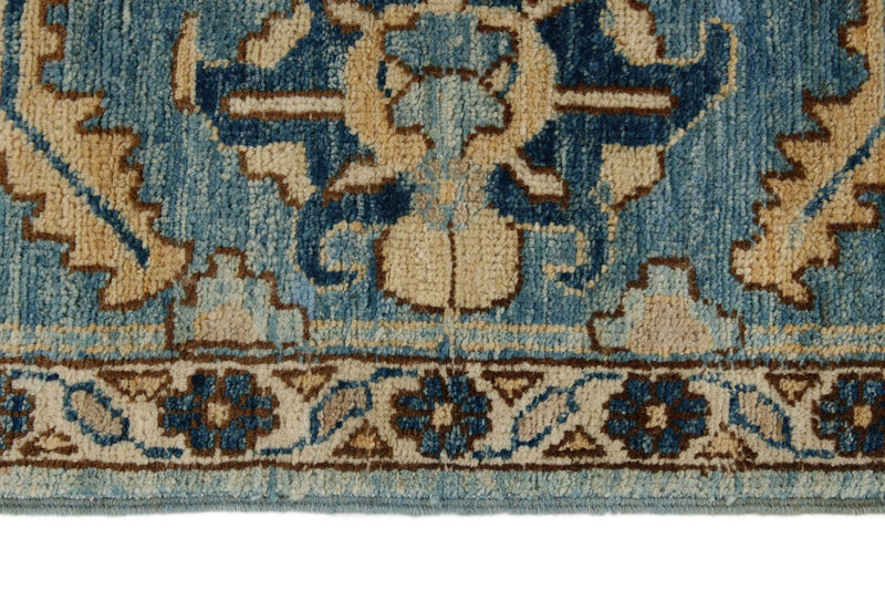 9x11 Light Blue and Blue Anatolian Traditional Rug
