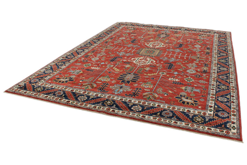 9x12 Red and Navy Anatolian Traditional Rug