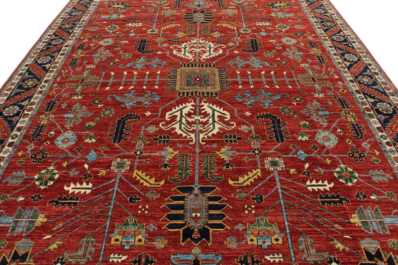 9x12 Red and Navy Anatolian Traditional Rug