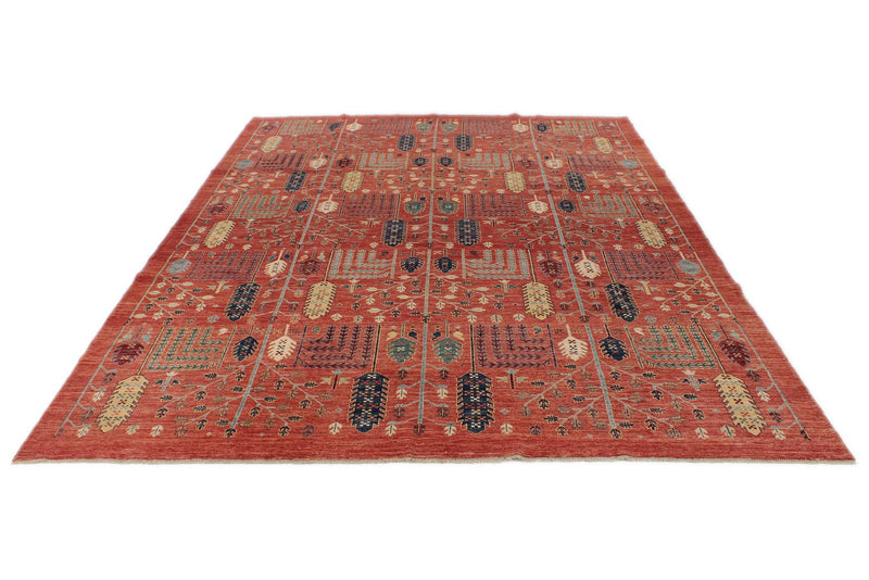 9x12 Rust and Multicolor Anatolian Tribal Rug