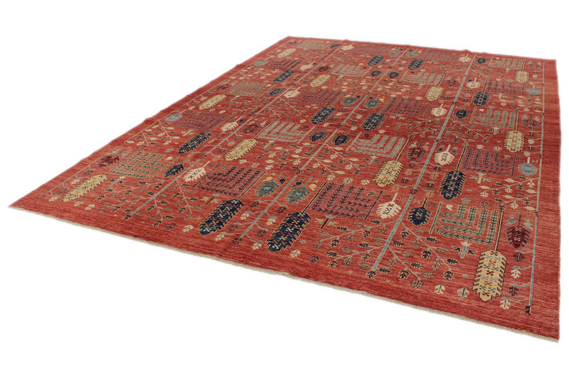 9x12 Rust and Multicolor Anatolian Tribal Rug