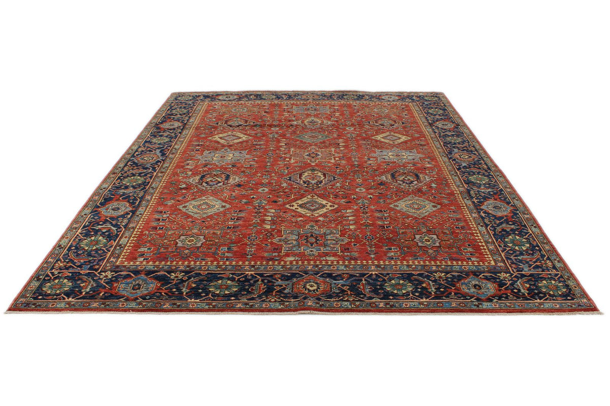9x12 Burgundy and Navy Anatolian Tribal Rug