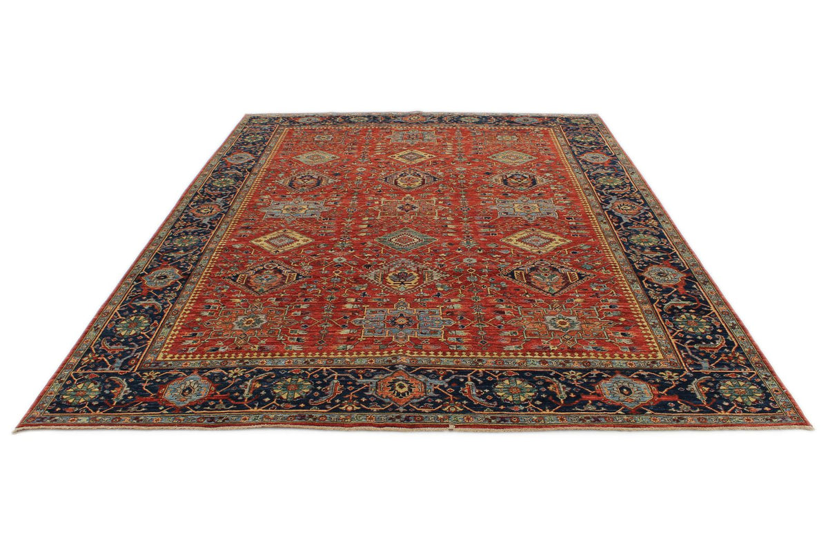 9x12 Burgundy and Navy Anatolian Tribal Rug