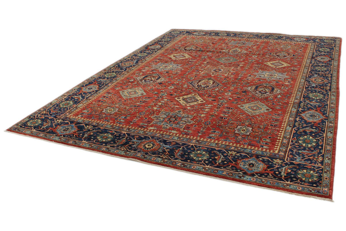 9x12 Burgundy and Navy Anatolian Tribal Rug