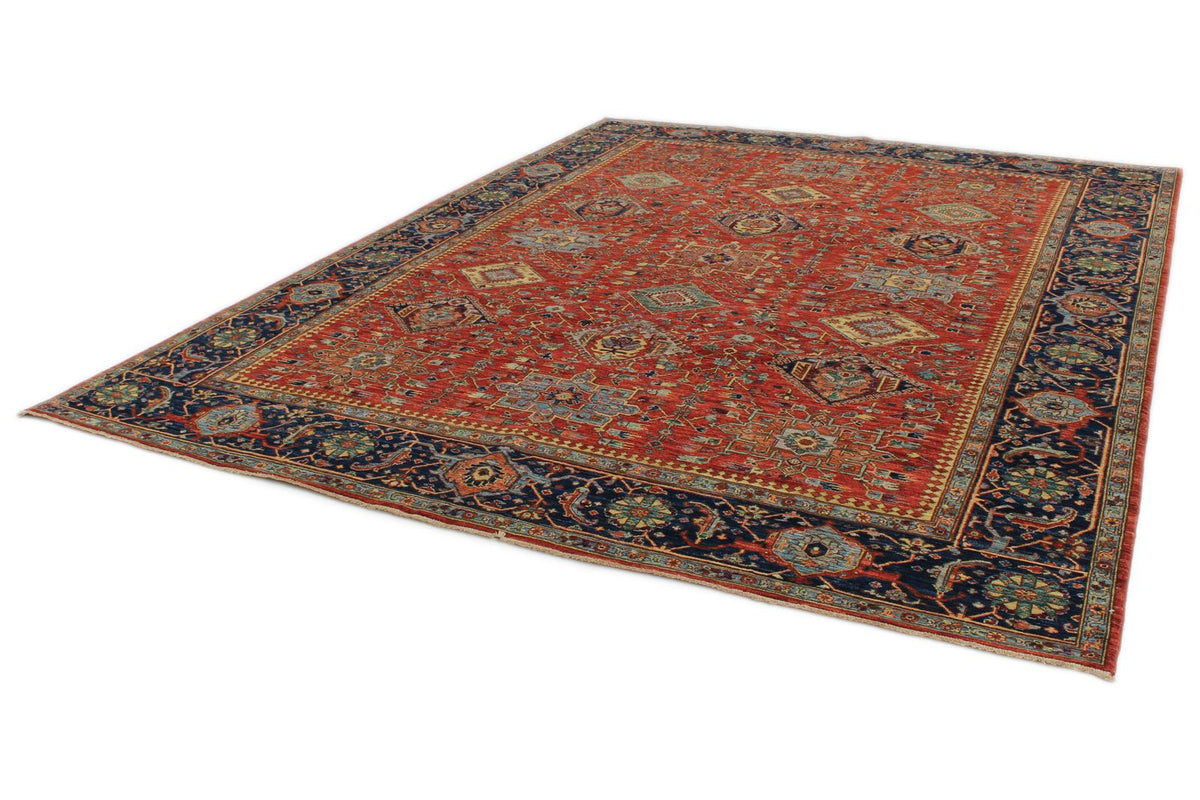 9x12 Burgundy and Navy Anatolian Tribal Rug