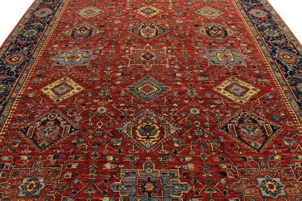 9x12 Burgundy and Navy Anatolian Tribal Rug