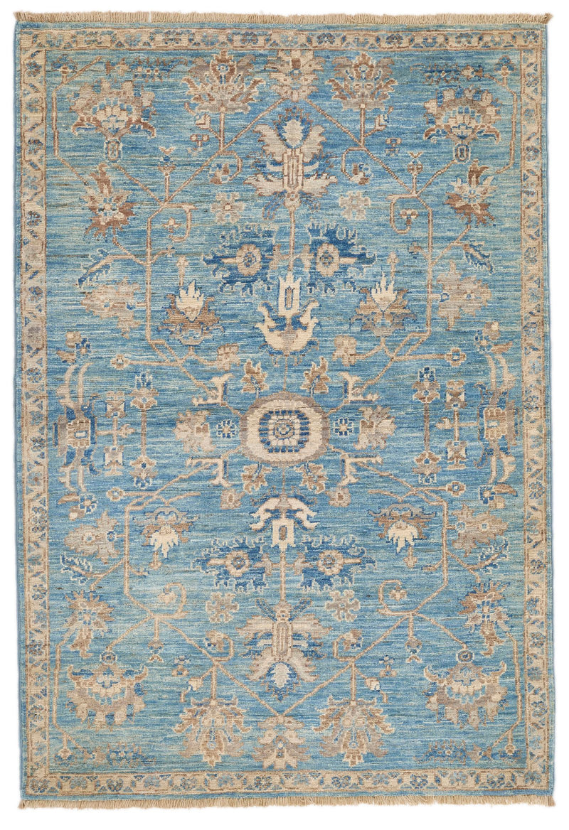 3x5 Blue and Ivory Anatolian Traditional Rug