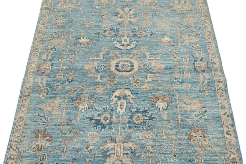 3x5 Blue and Ivory Anatolian Traditional Rug