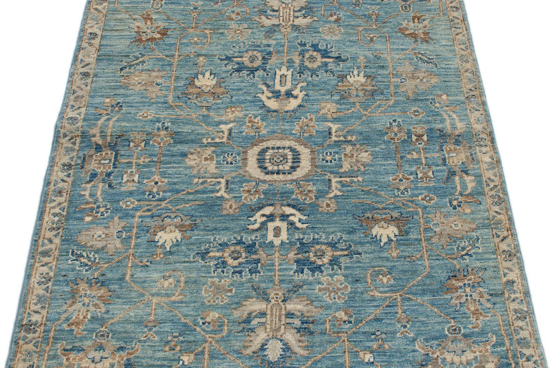 3x5 Blue and Ivory Anatolian Traditional Rug