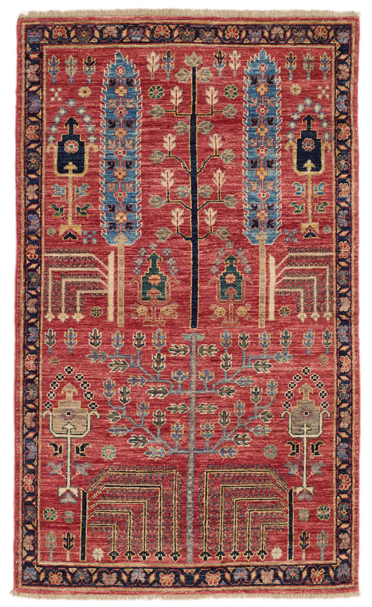 3x5 Pink and Navy Anatolian Traditional Rug