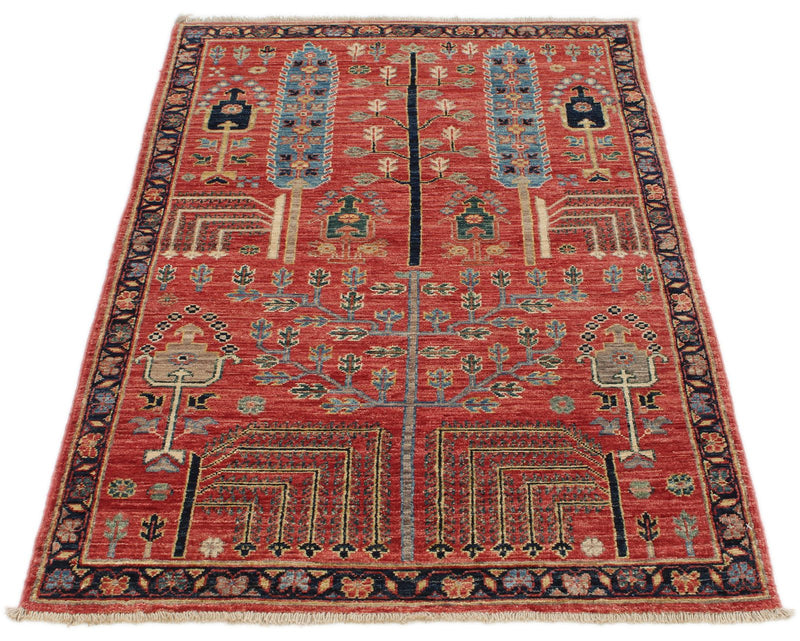 3x5 Pink and Navy Anatolian Traditional Rug