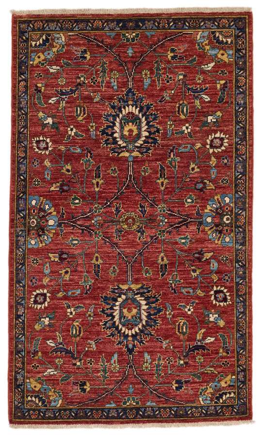 3x5 Red and Navy Anatolian Traditional Rug