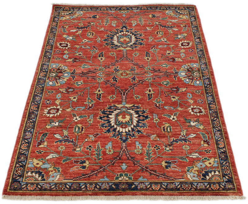 3x5 Red and Navy Anatolian Traditional Rug