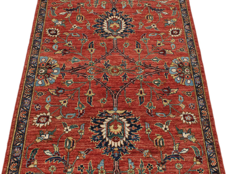 3x5 Red and Navy Anatolian Traditional Rug