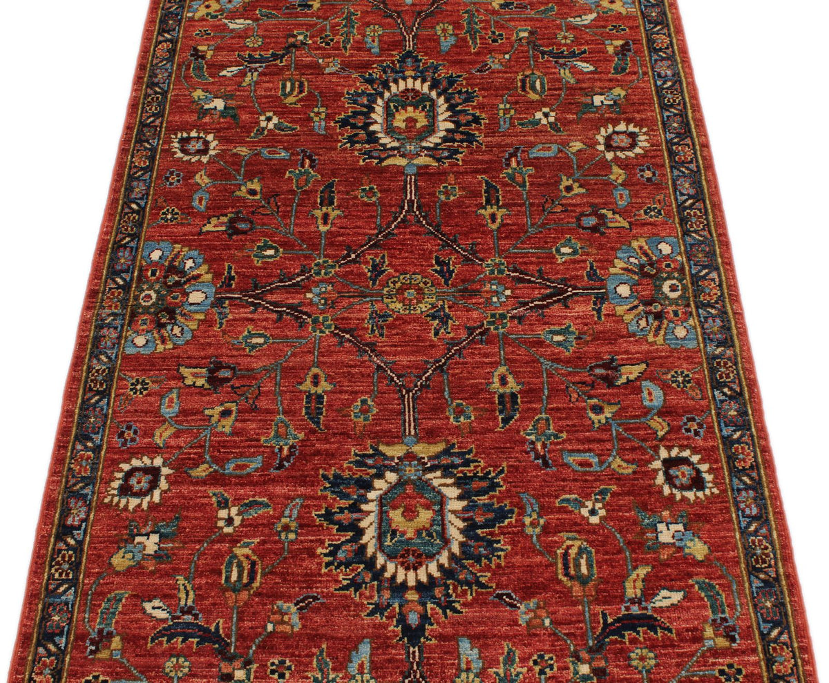 3x5 Red and Navy Anatolian Traditional Rug