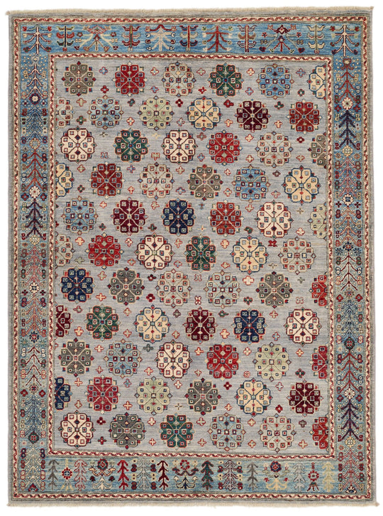 5x7 Gray and Blue Anatolian Traditional Rug