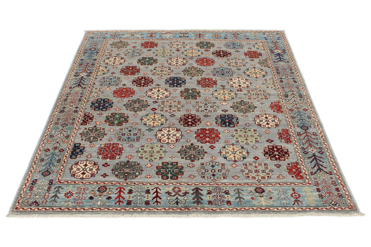 5x7 Gray and Blue Anatolian Traditional Rug