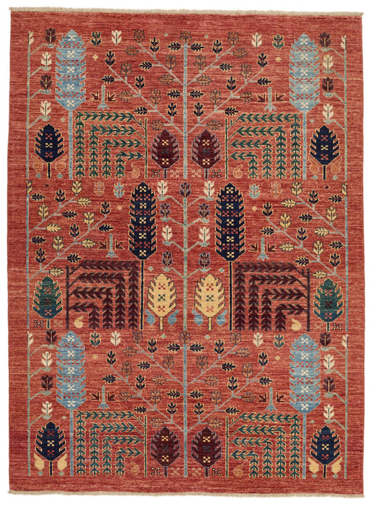 5x7 Rust and Multicolor Anatolian Traditional Rug