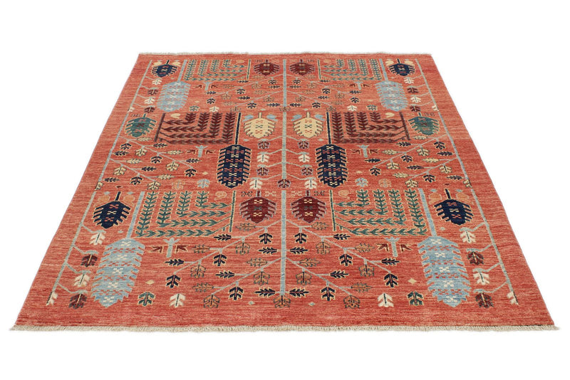 5x7 Rust and Multicolor Anatolian Traditional Rug