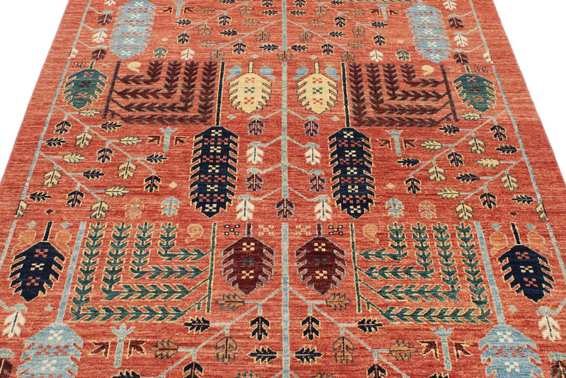 5x7 Rust and Multicolor Anatolian Traditional Rug