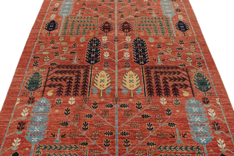 5x7 Rust and Multicolor Anatolian Traditional Rug