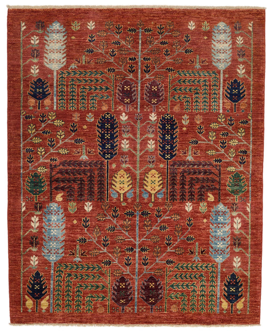 5x6 Rust and Multicolor Anatolian Traditional Rug