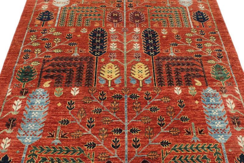 5x6 Rust and Multicolor Anatolian Traditional Rug