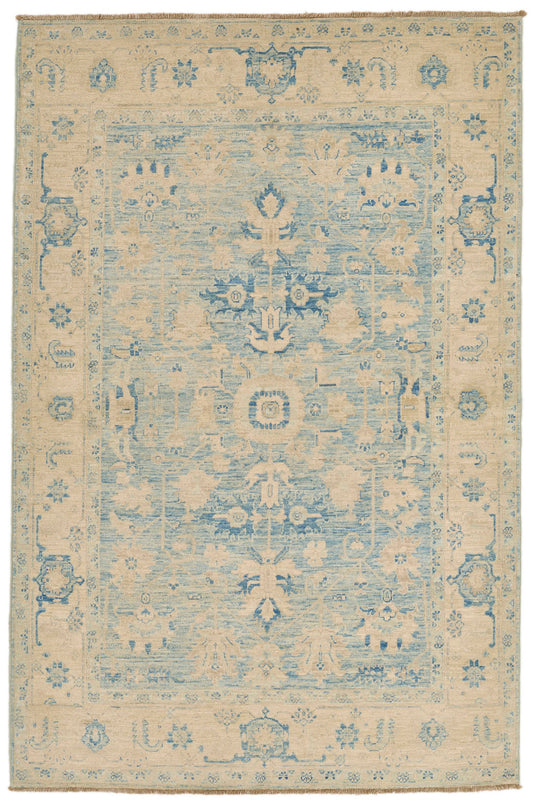 5x7 Beige and Blue Anatolian Traditional Rug