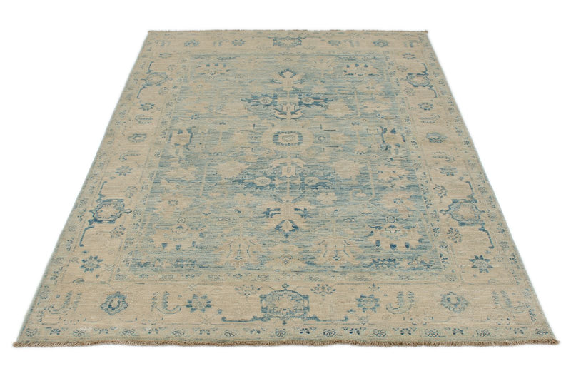 5x7 Beige and Blue Anatolian Traditional Rug