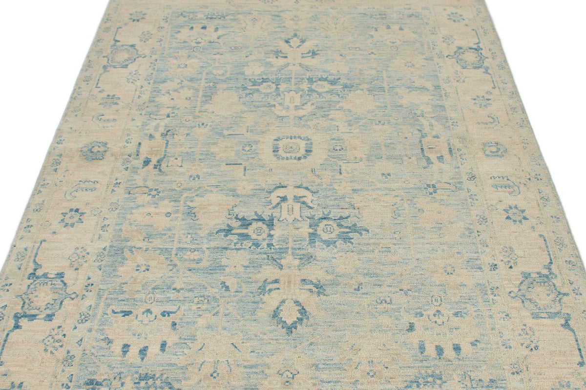 5x7 Beige and Blue Anatolian Traditional Rug